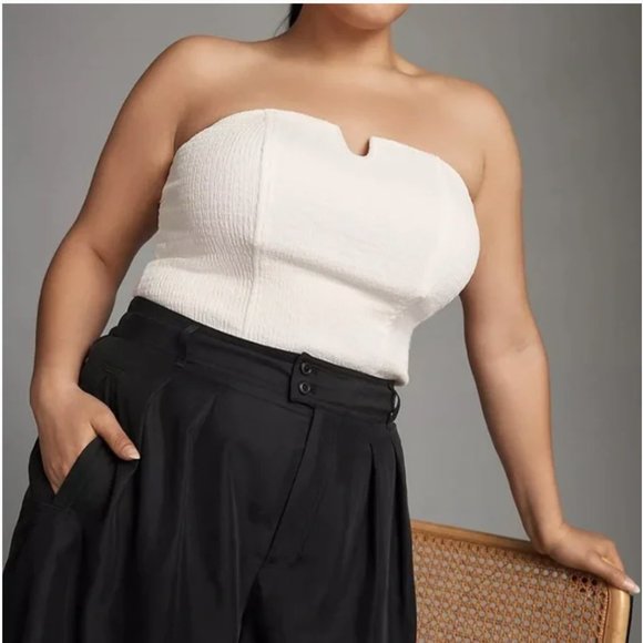 NWT Anthropologie | Porridge | White Tube U Slit Strapless Blouse, XL - Picture 1 of 8